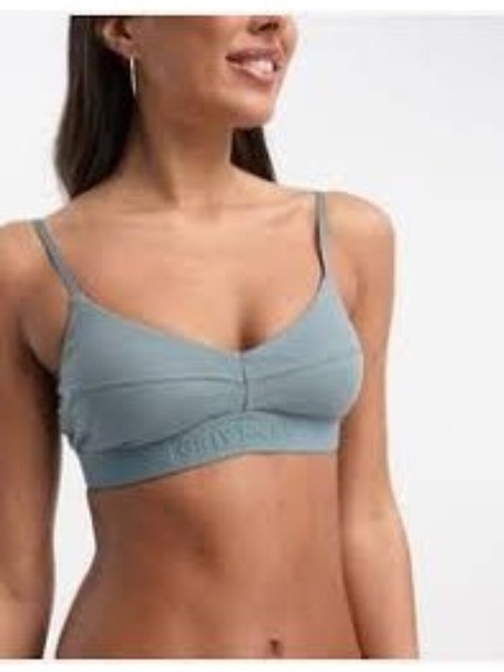 Gilly Hicks Ribbed V-Neck Bralette - Sage Green / XS